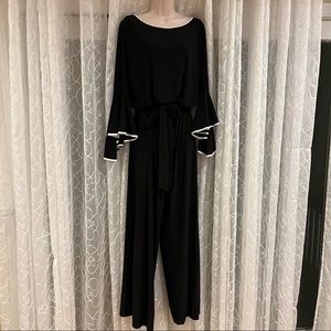 Black Bell Sleeve Jumpsuit - Beautiful Addition to Holiday Wardrobe Sz Large